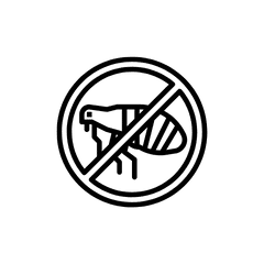 icon of a crossed-out flea