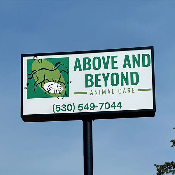 view of the Above and Beyond Animal Care exterior sign